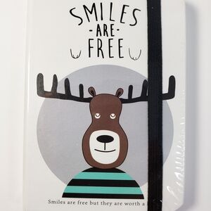 Smiles Are Free Notebook with Moose Design - Mini - Cellophane
